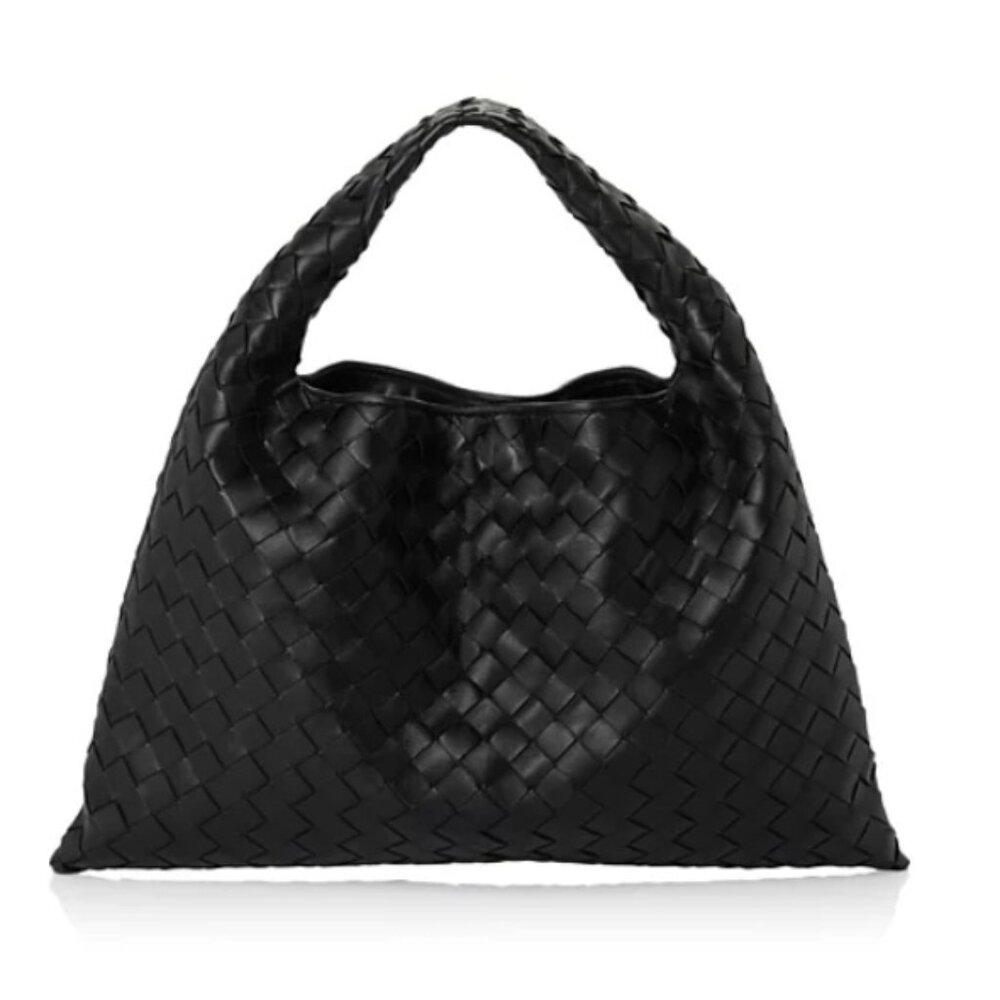 New Bottega Veneta Small Black Hop Leather Shoulder Bag